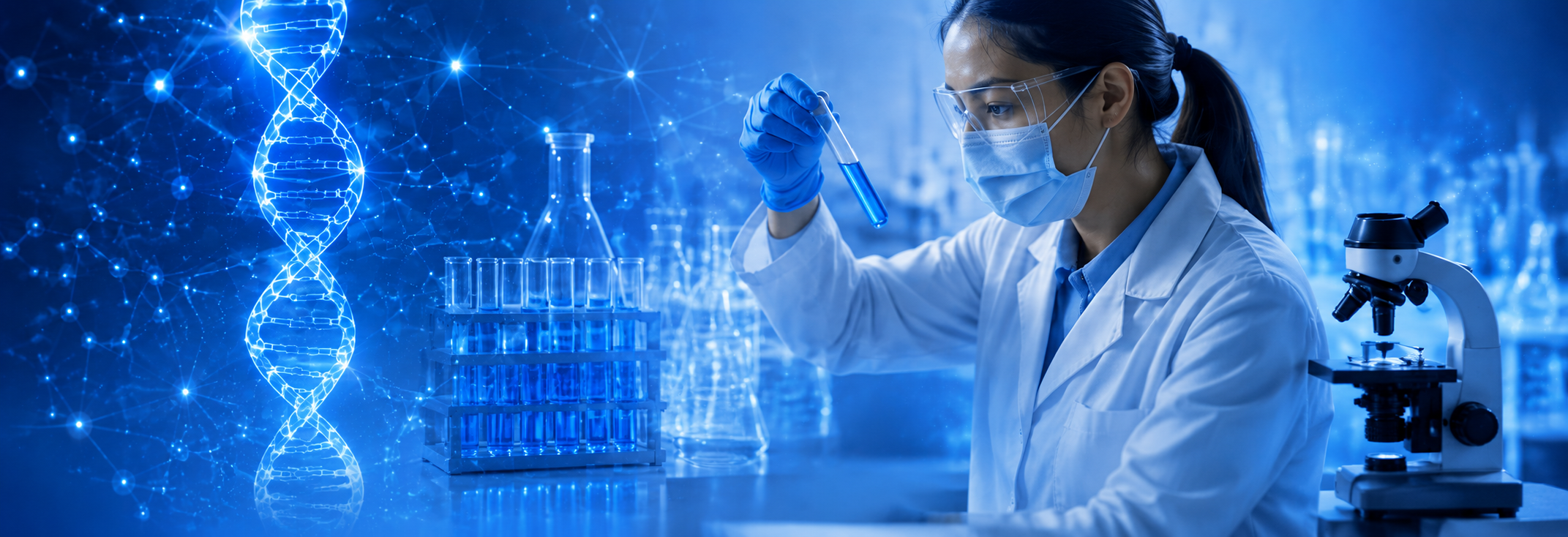Research scientist examining a sample in the lab